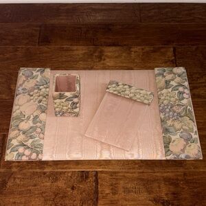 Custom Floral peaches and grapes Tapestry desk set